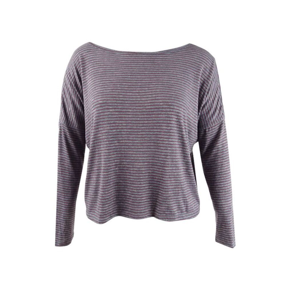 Roxy Women's Knit Striped Faux-Crossover Top (XL, Oxblood Red/Thin Stripe)